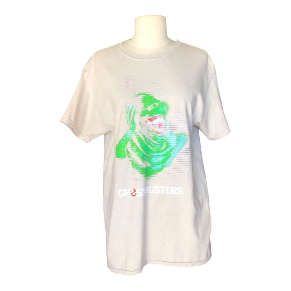 Ghostbusters Slimer Graphic T-Shirt Off White Crew Neck Short Sleeve Men’s Med